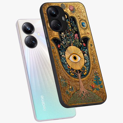 Ethereal Evil Eye Glass Case displayed in angled mockup highlighting protective evil eye symbol with spiritual aesthetic design.