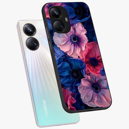 Flower Paper Art Pattern Glass Case displayed in angled mockup highlighting layered paper flower design with artistic aesthetic.