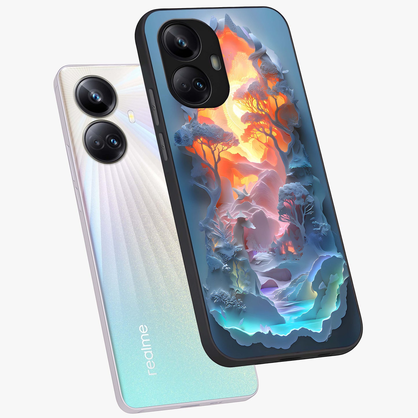 Glow Forest Portal Glass Case displayed in angled mockup highlighting mystical forest design with magical glowing aesthetic.