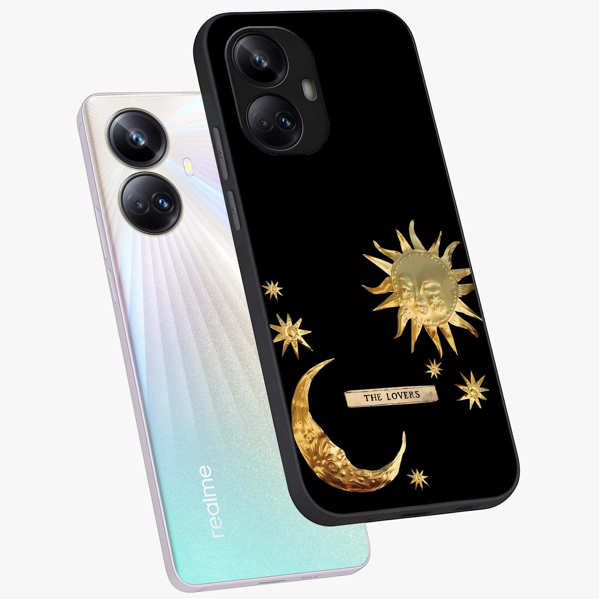 Gold Sun Blush Glass Case displayed in angled mockup highlighting radiant sun design with warm golden aesthetic.