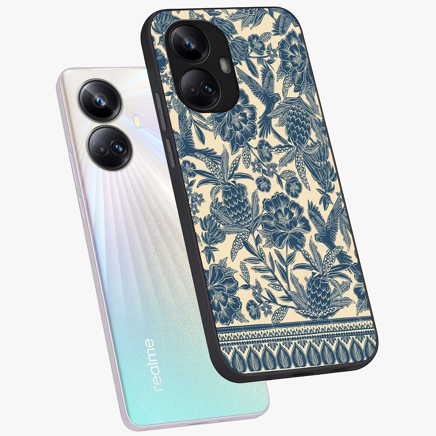 Heirloom Wild Bloom Glass Case displayed in angled mockup highlighting botanical bloom design with classic aesthetic style.