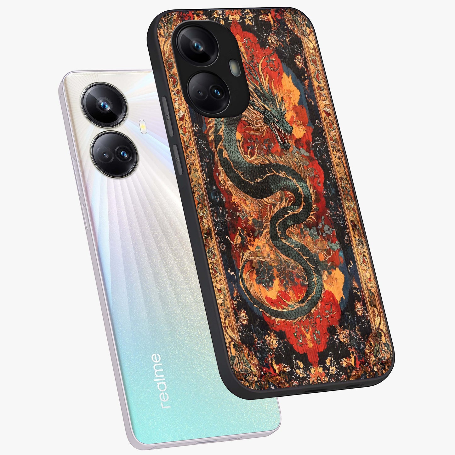 Inferno Dragon Soul Glass Case displayed in angled mockup highlighting powerful dragon illustration with inferno aesthetic.