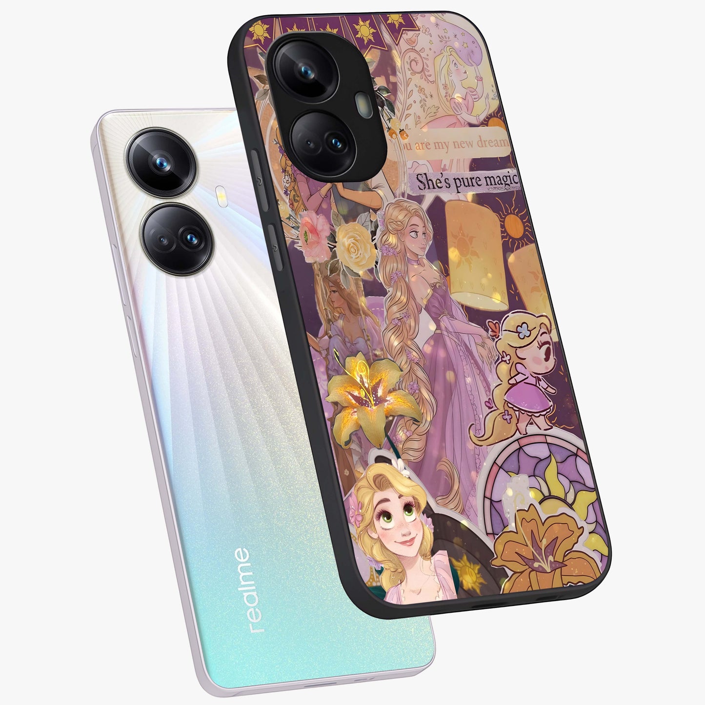 Magical Tangled Dream Glass Case displayed in angled mockup highlighting whimsical fantasy design with magical aesthetic.