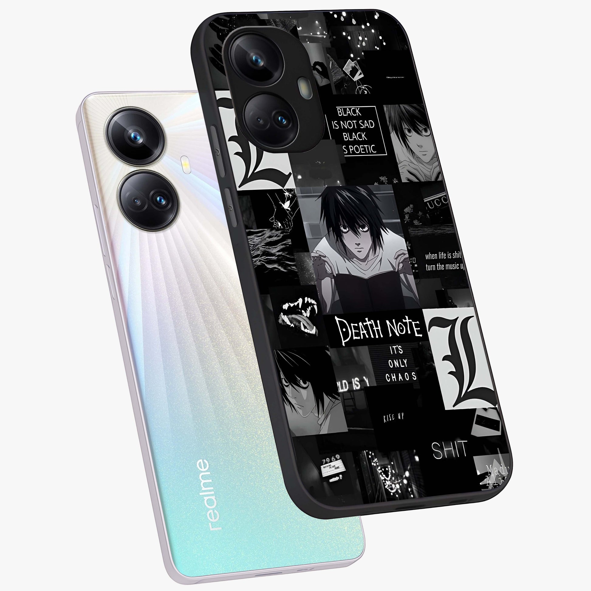 Midnight Chaos Mind Glass Case displayed in angled mockup highlighting chaotic artistic design with dramatic midnight aesthetic.