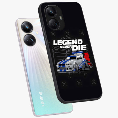 Midnight Racing Legacy Glass Case displayed in angled mockup highlighting dynamic automotive design with bold midnight aesthetic.