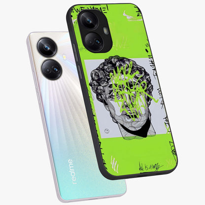 Neo Graffiti Rebellion Glass Case displayed in angled mockup highlighting urban street art design with rebellious aesthetic.