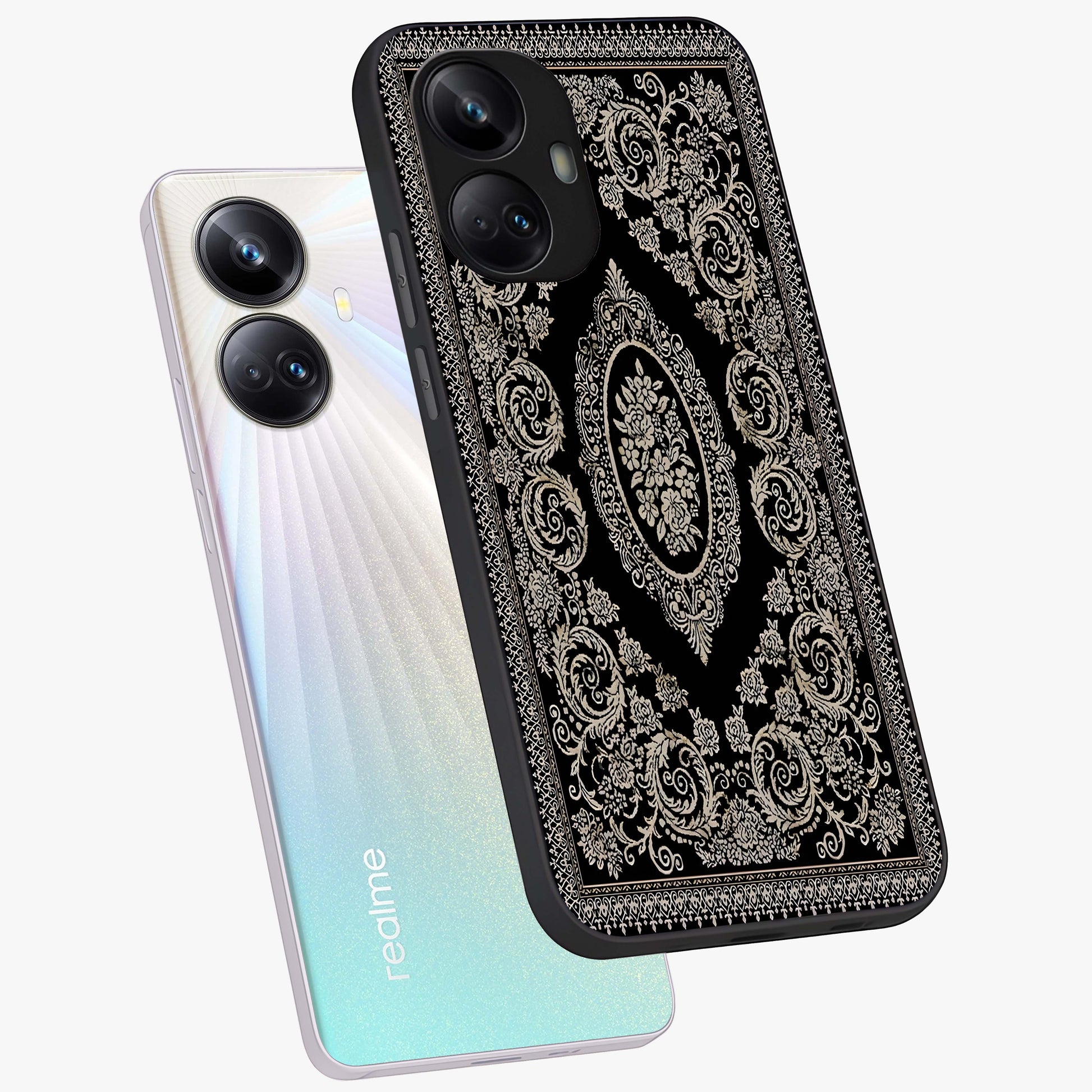 Noir Bloom Elegance Glass Case displayed in angled mockup highlighting refined flower design with stylish noir aesthetic.