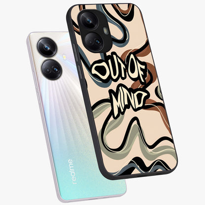Out Of Mind Glass Case displayed in angled mockup highlighting bold statement design with modern artistic aesthetic.