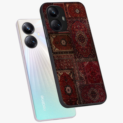 Persian Velvet Tale Glass Case displayed in angled mockup highlighting ornate textile inspired design with royal aesthetic.