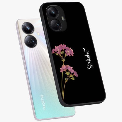 Riching Lavender Flower Custom Name Glass Case displayed in angled mockup highlighting delicate lavender flower design with custom name feature.