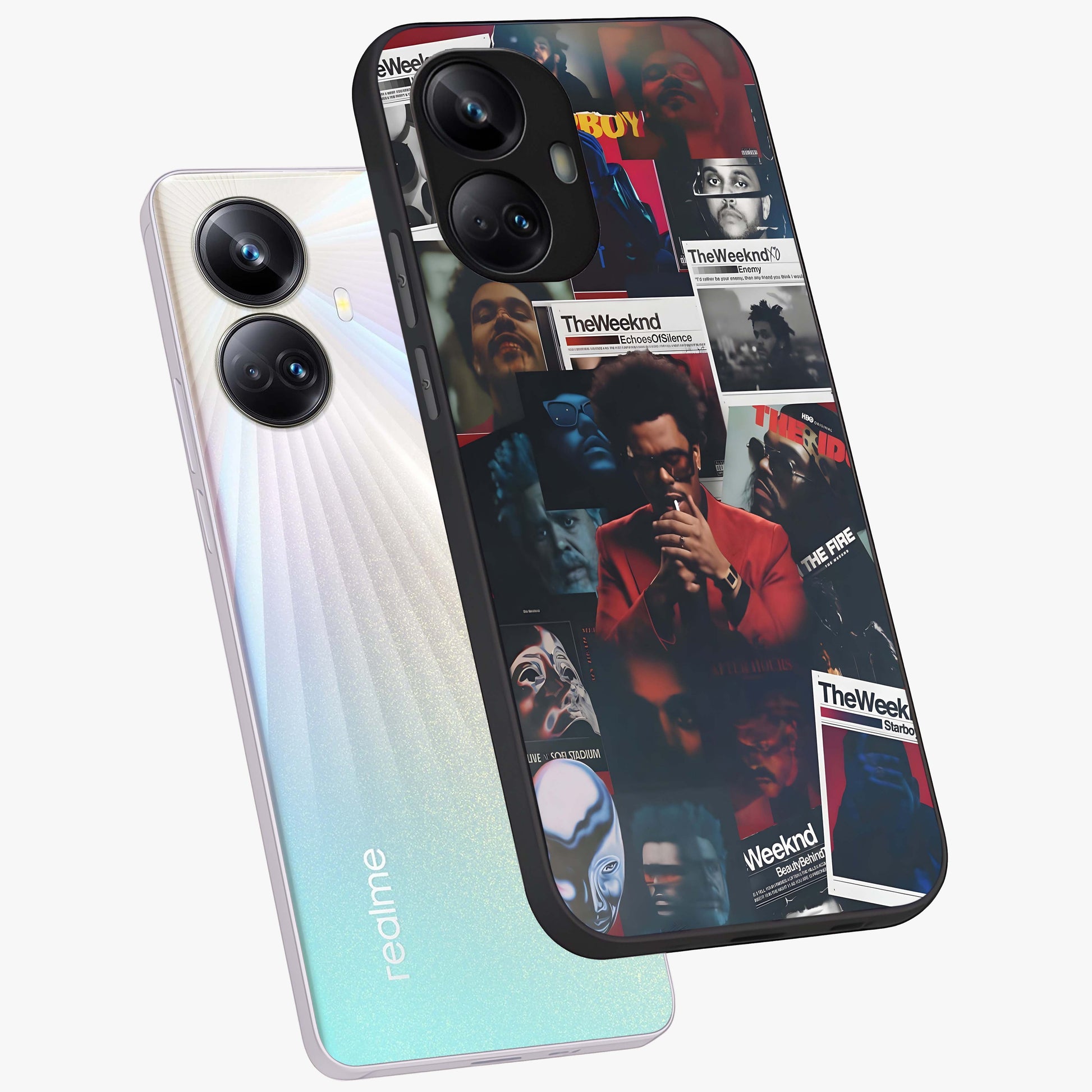 The Weeknd Glass Case displayed in angled mockup highlighting stylish pop culture inspired design with modern aesthetic.