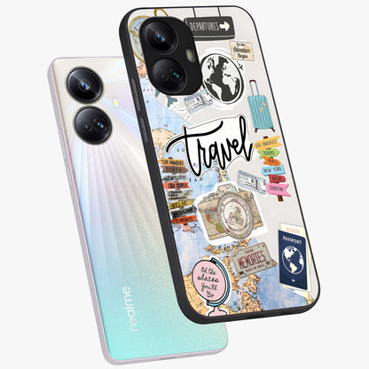 Wanderlust Journal Glass Case displayed in angled mockup highlighting adventure themed design with aesthetic travel vibe.