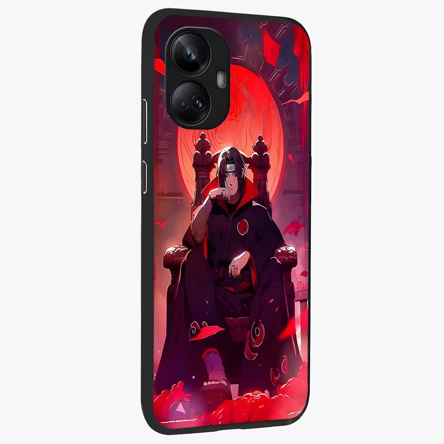 Blood Moon Sovereign Glass Case upright view showcasing powerful moon inspired artwork with cosmic aesthetic style.