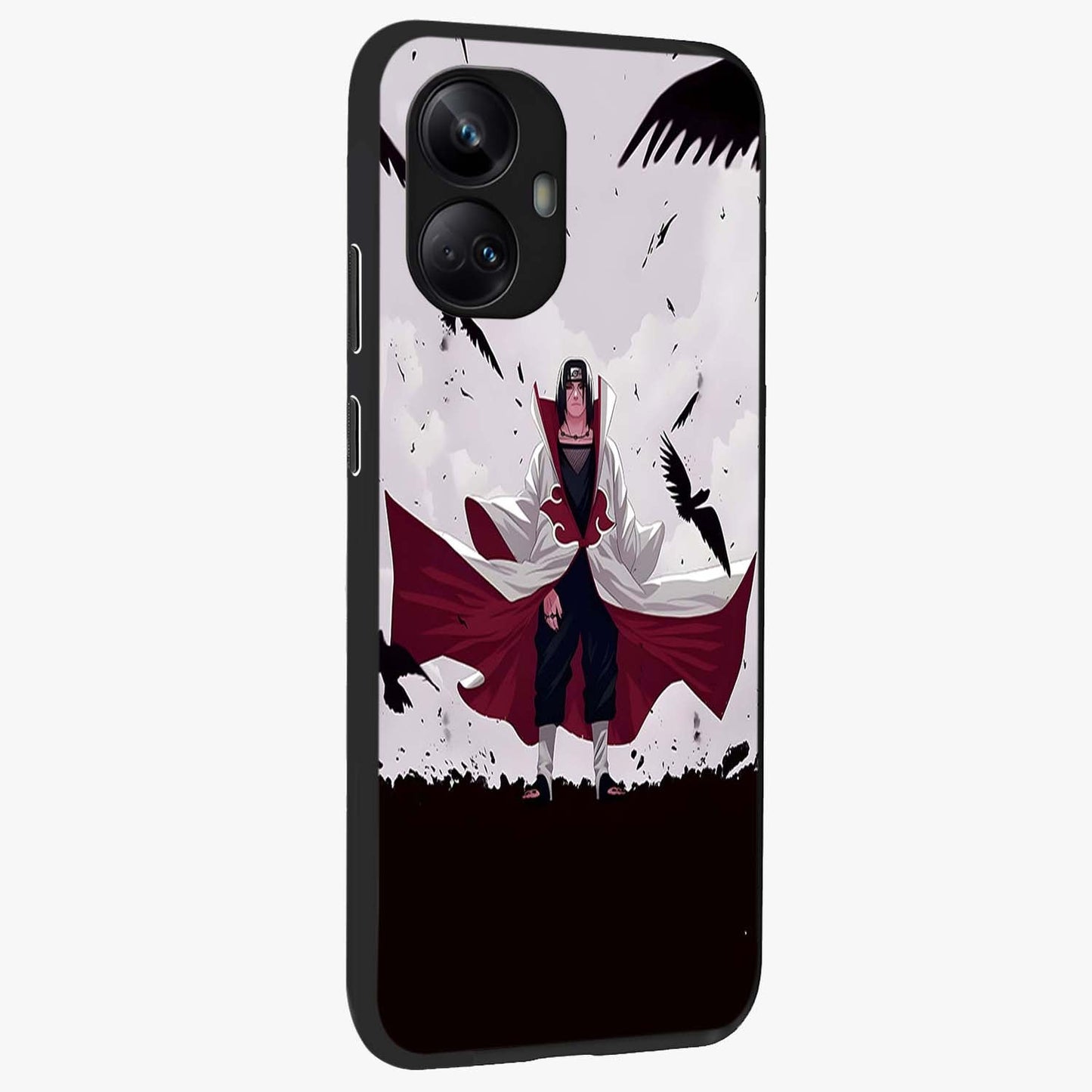Crimson Crow Ascension Glass Case upright view showcasing dramatic crow artwork with bold gothic theme.