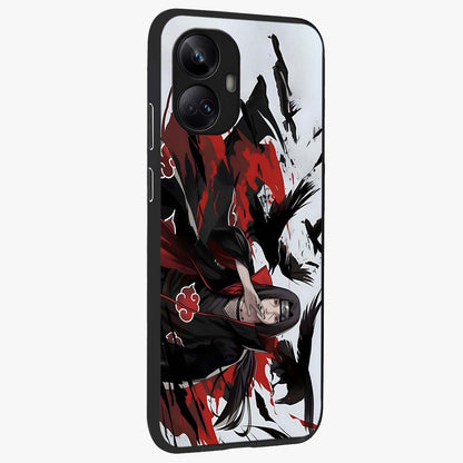 Crimson Crow Illusion Glass Case upright view showcasing striking crow illusion artwork with intense crimson theme.