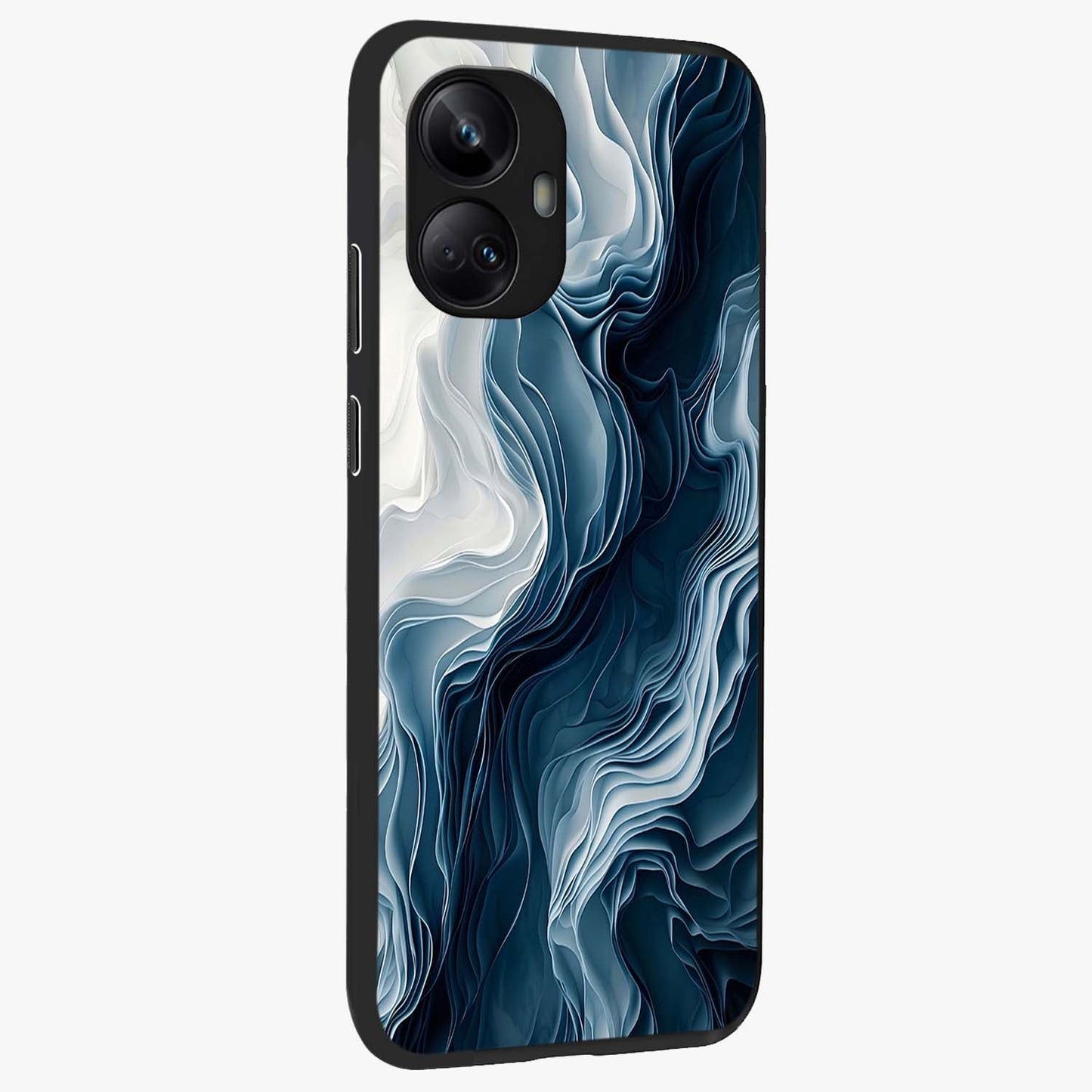 Ethereal Paper Marble Glass Case upright view showcasing smooth marble artwork with refined minimalist theme.