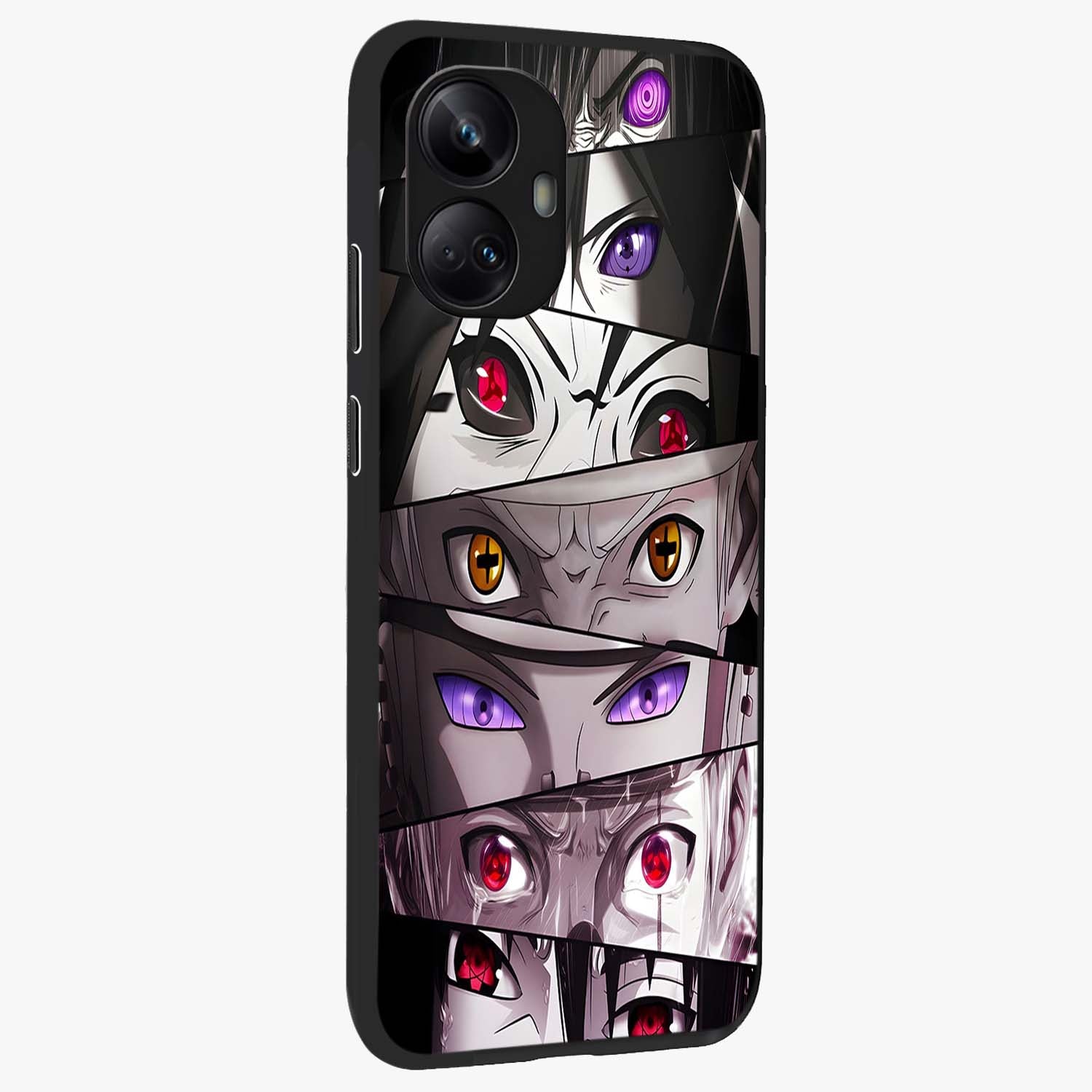 Eyes of Destiny Glass Case upright view showcasing symbolic eye artwork with dramatic artistic theme.