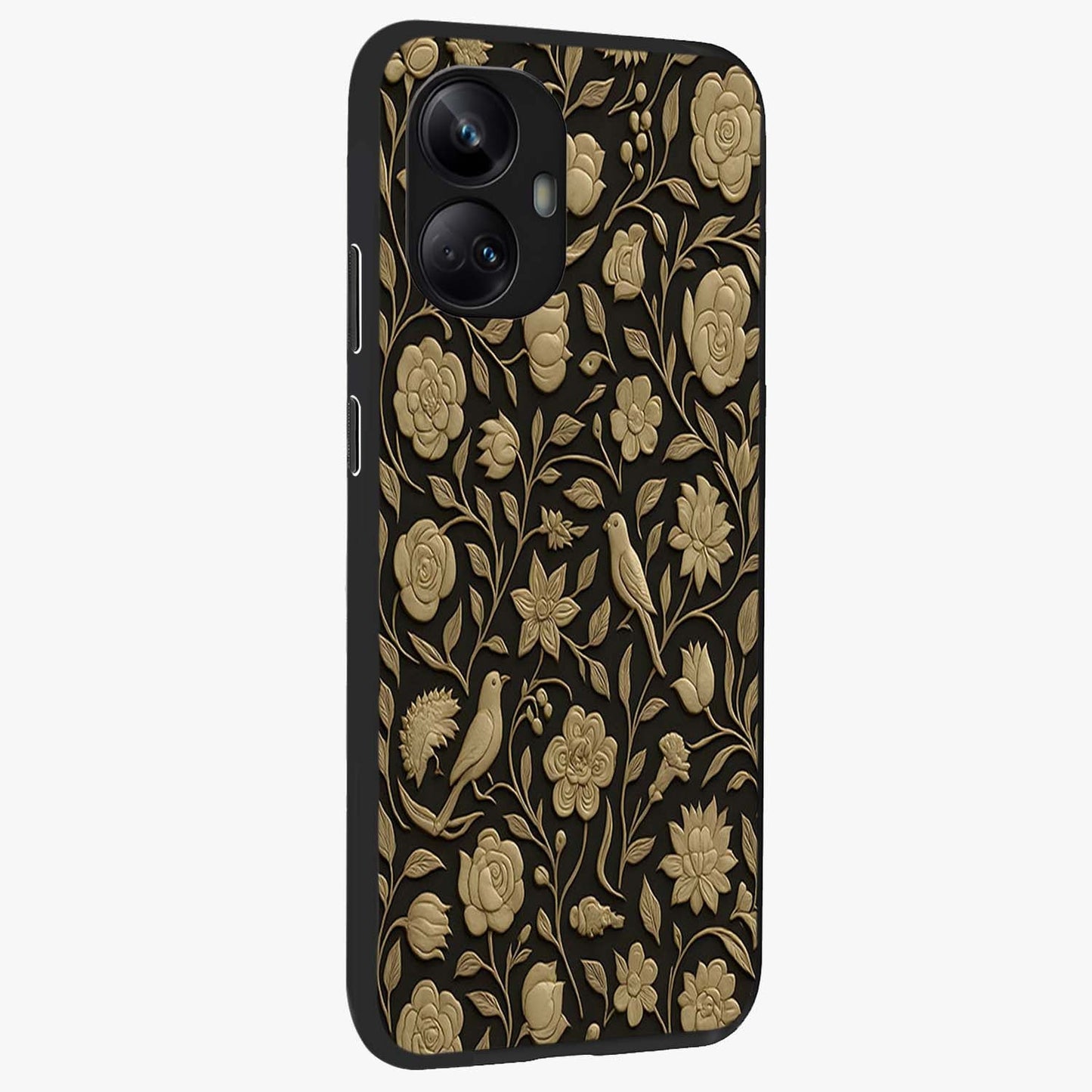 Golden Evil Eye Mandala Glass Case upright view showcasing decorative evil eye mandala artwork with spiritual aesthetic style.