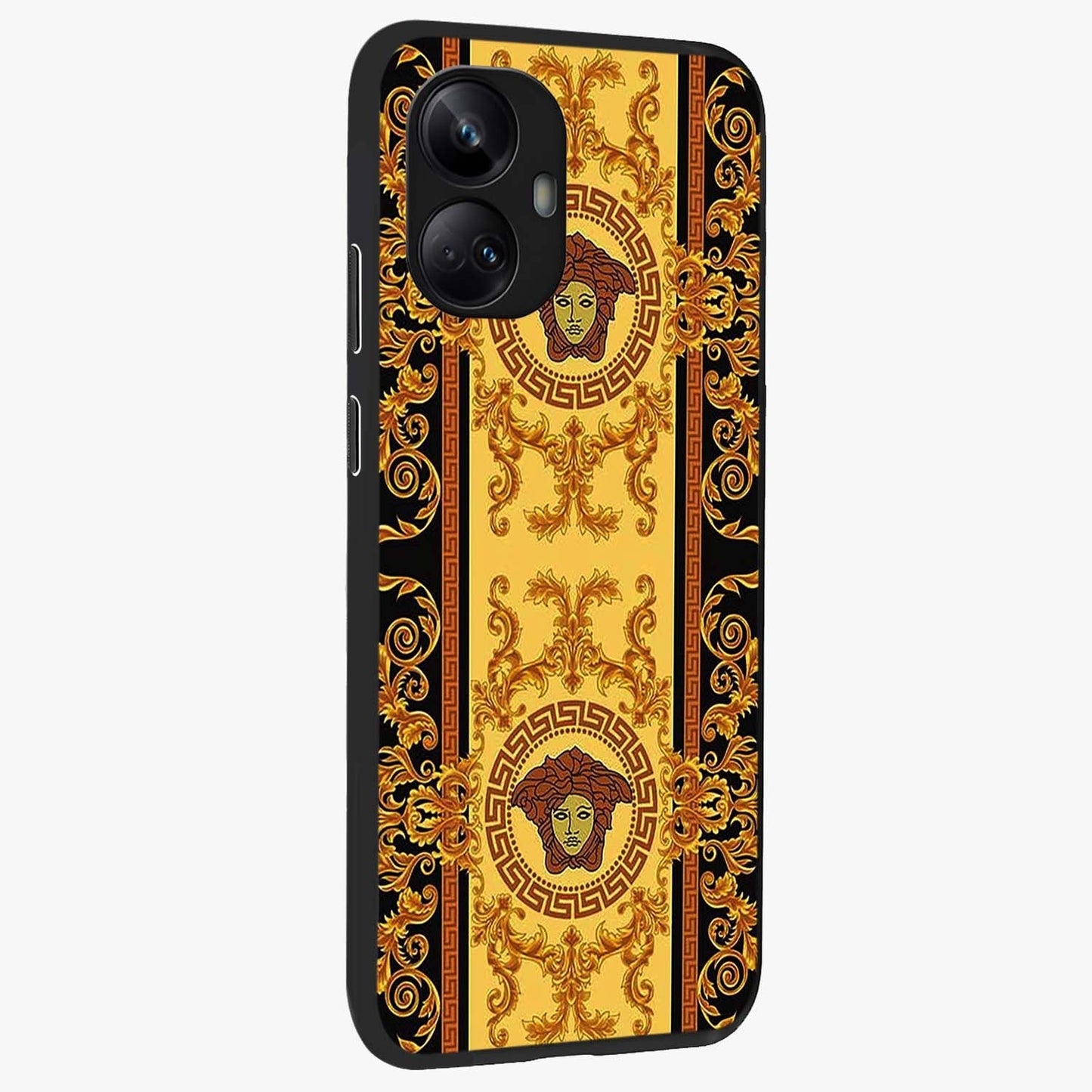 Golden Lotus Glow Glass Case upright view showcasing luminous lotus artwork with peaceful divine theme.