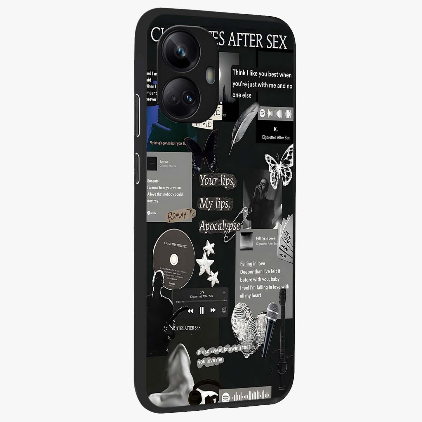 Midnight Love Echo Glass Case upright view showcasing expressive romantic artwork with dreamy midnight theme.