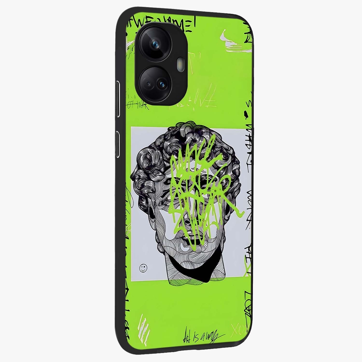 Neo Graffiti Rebellion Glass Case upright view showcasing colorful graffiti artwork with bold modern street style.