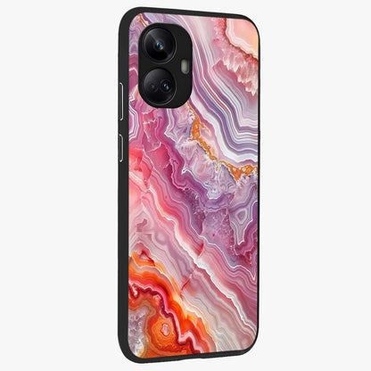 Rose Quartz Marble Glass Case upright view showcasing decorative marble artwork with luxurious pastel theme.