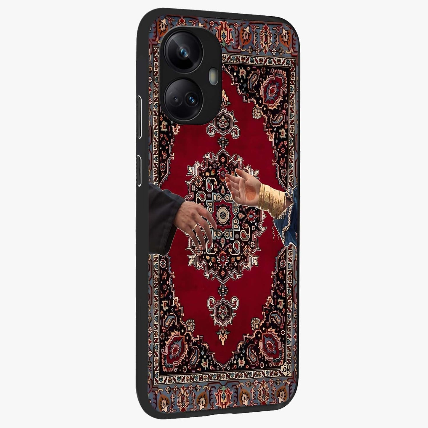 Royal Touch Reach Glass Case upright view showcasing stylish royal inspired artwork with graceful theme.