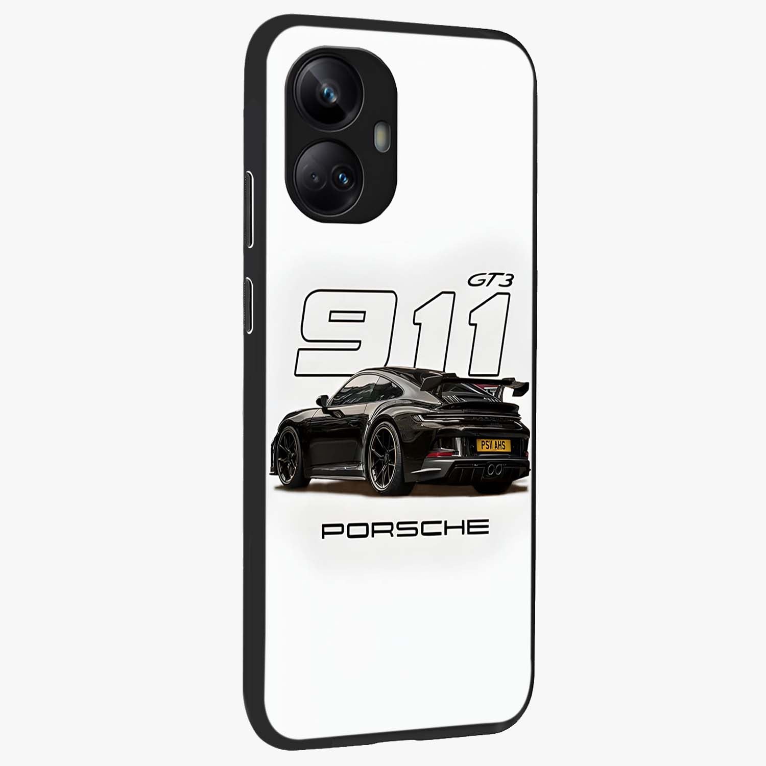 Turbo Legacy Icon Glass Case upright view showcasing bold racing inspired artwork with classic car theme.