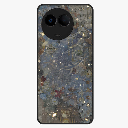 Aesthetic Astrolophia Glass Case showing flat back view with dreamy aesthetic design and glossy glass finish.