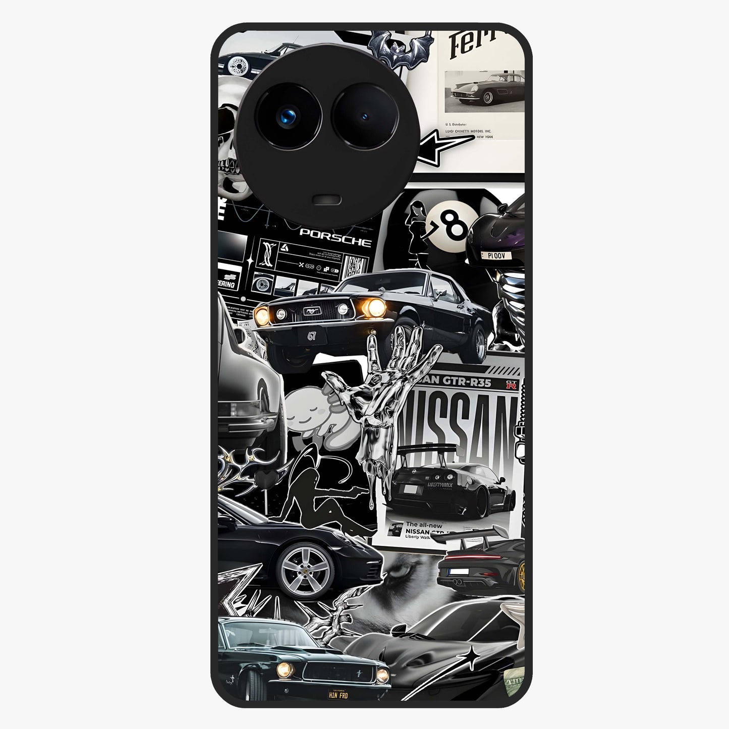 Aesthetic Dark Love Glass Case showing flat back view with dark romantic artwork and glossy glass finish.