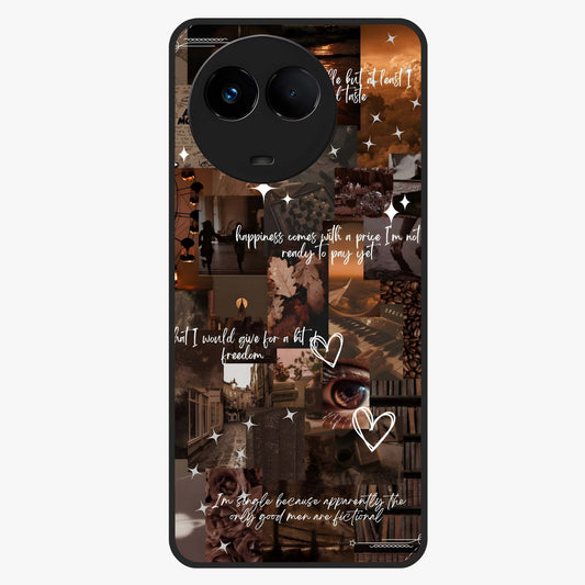 Bittersweet Aesthetic Chaos Glass Case showing flat back view with artistic chaotic aesthetic design and glossy glass finish.