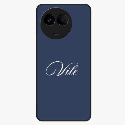 Blue Background Personalized Custom Name Glass Case showing flat back view with minimal blue background and custom name design.