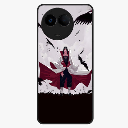 Crimson Crow Ascension Glass Case showing flat back view with mystical crow artwork and glossy glass finish.