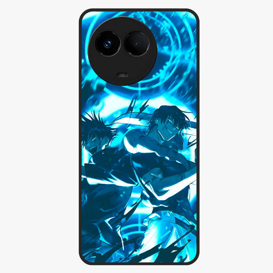 Cursed Energy Clash Glass Case showing flat back view with intense cursed energy artwork and glossy glass finish.