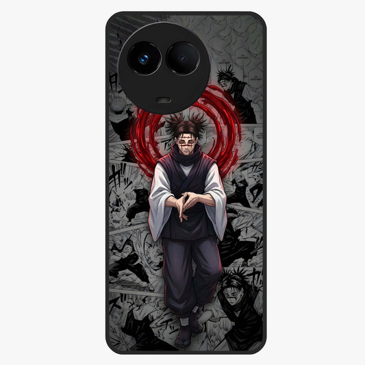 Cursed Ritual Ascension Glass Case showing flat back view with dark ritual themed artwork and glossy glass finish.