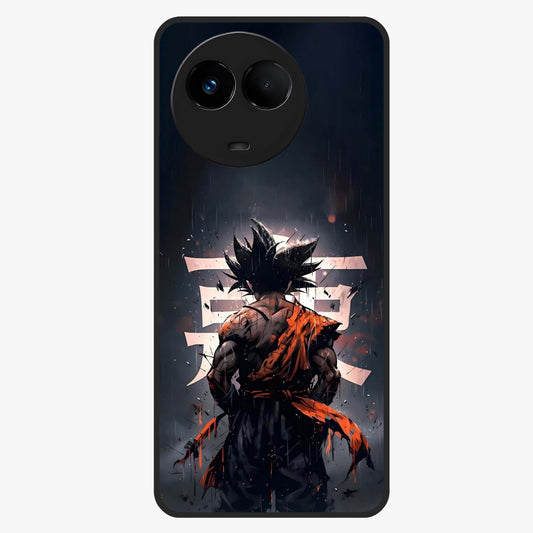 Dark Warrior In Rain Glass Case showing flat back view with warrior artwork in rainy atmosphere and glossy glass finish.