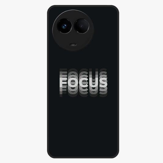 Focus Mode On Glass Case showing flat back view with bold motivational typography design and glossy glass finish.