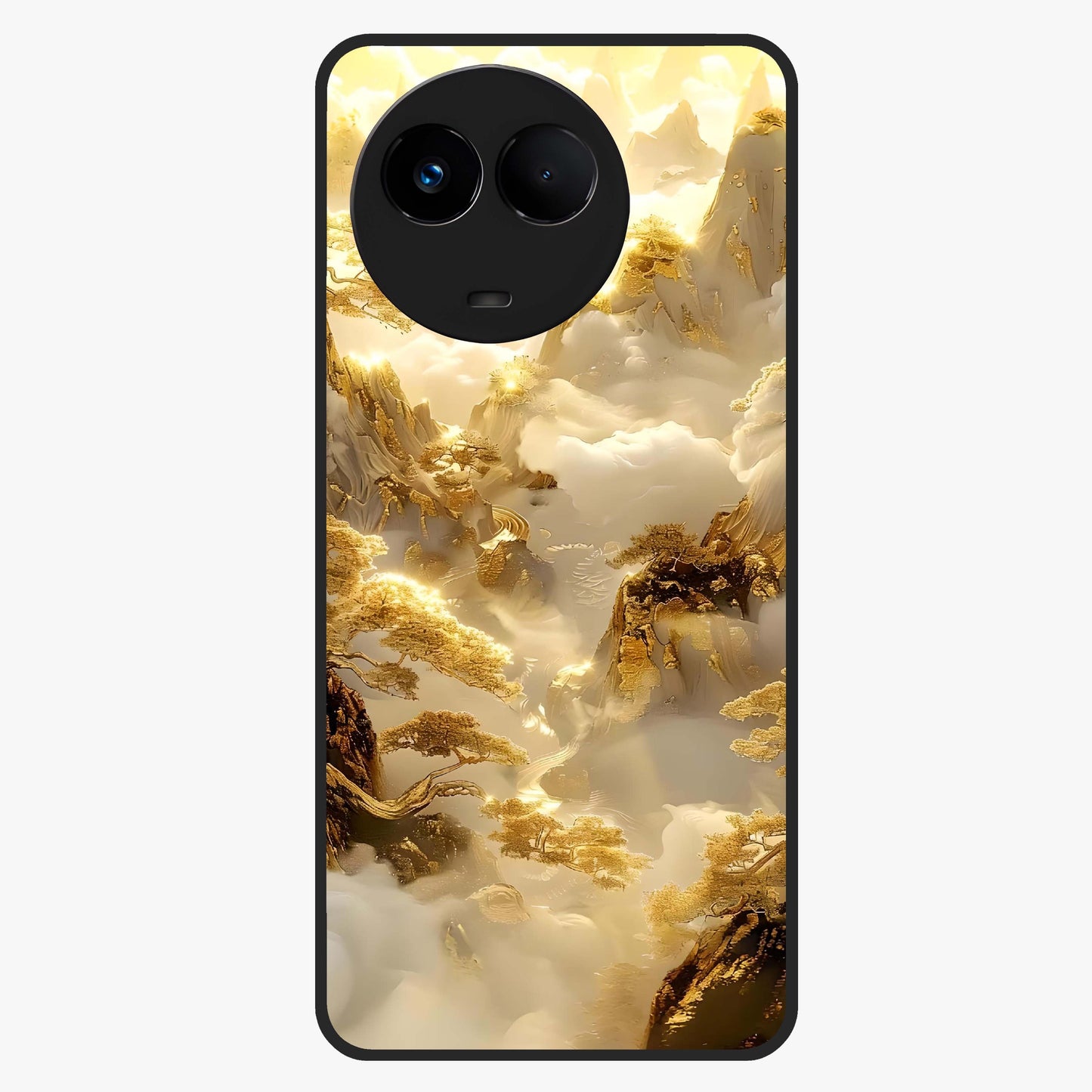 Gates Of Illumination Glass Case showing flat back view with mystical illuminated gate artwork and glossy glass finish.