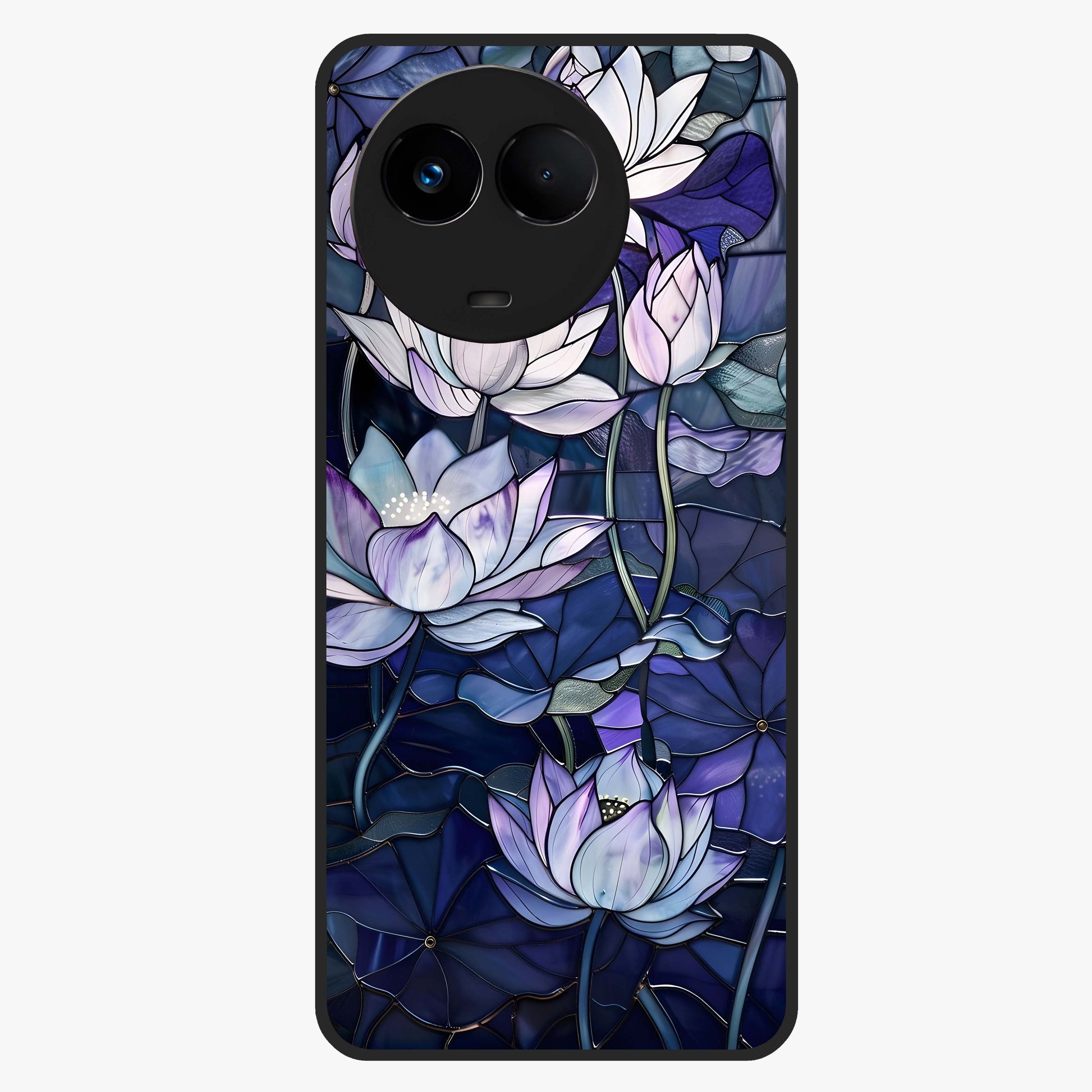Gloss Petal Rush Glass Case showing flat back view with glossy flower petal artwork and smooth glass finish.