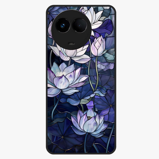 Gloss Petal Rush Glass Case showing flat back view with glossy flower petal artwork and smooth glass finish.