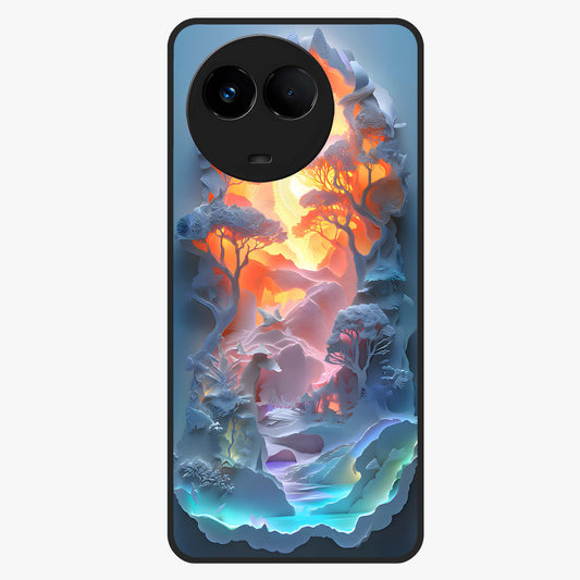 Glow Forest Portal Glass Case showing flat back view with glowing forest portal artwork and glossy glass finish.