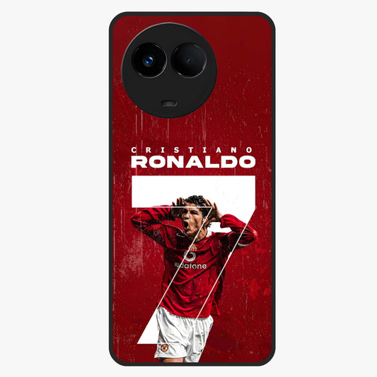 Goal Celebration Legacy Glass Case showing flat back view with football celebration inspired artwork and glossy glass finish.