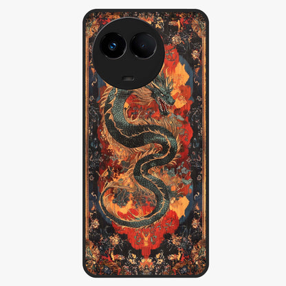 Inferno Dragon Soul Glass Case showing flat back view with fiery dragon artwork and glossy glass finish.