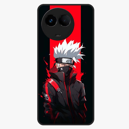 Kakashi Scarlet Shadow Glass Case showing flat back view with powerful anime ninja artwork and glossy glass finish.
