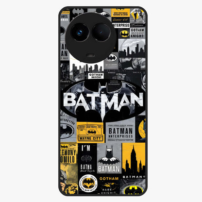 Knight Gotham Rise Glass Case showing flat back view with dark hero inspired artwork and glossy glass finish.