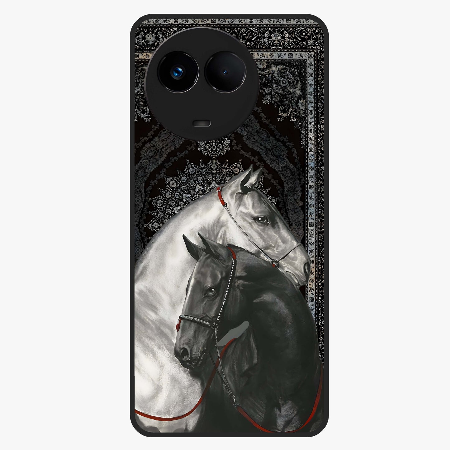 Majestic Ride Legacy Glass Case showing flat back view with powerful automotive inspired artwork and glossy glass finish.