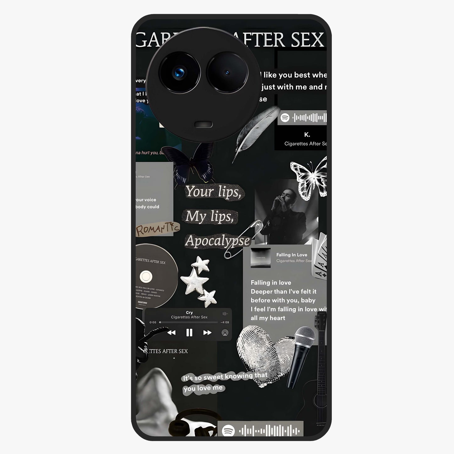 Midnight Love Echo Glass Case showing flat back view with romantic midnight themed artwork and glossy glass finish.
