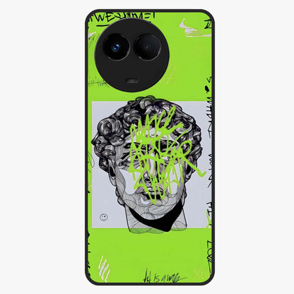 Neo Graffiti Rebellion Glass Case showing flat back view with vibrant graffiti artwork and glossy glass finish.