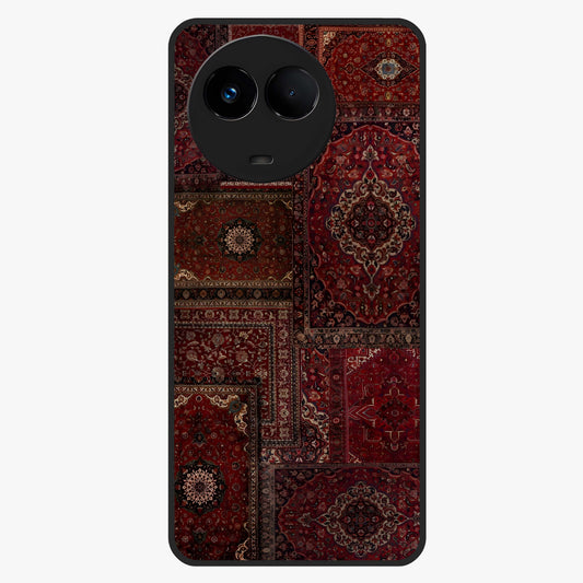 Persian Velvet Tale Glass Case showing flat back view with luxurious Persian velvet pattern artwork and glossy glass finish.
