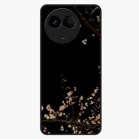 Petal Moon Light With Custom Name Glass Case showing flat back view with floral moonlight artwork and personalized name design.